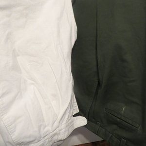 Men's White and Green Chinos